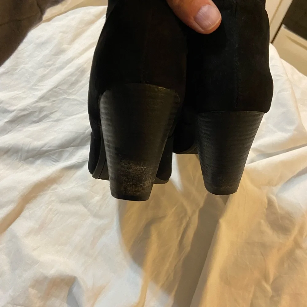 Express Black Suede Ankle Booties with Almond Toe - Picture 7 of 9